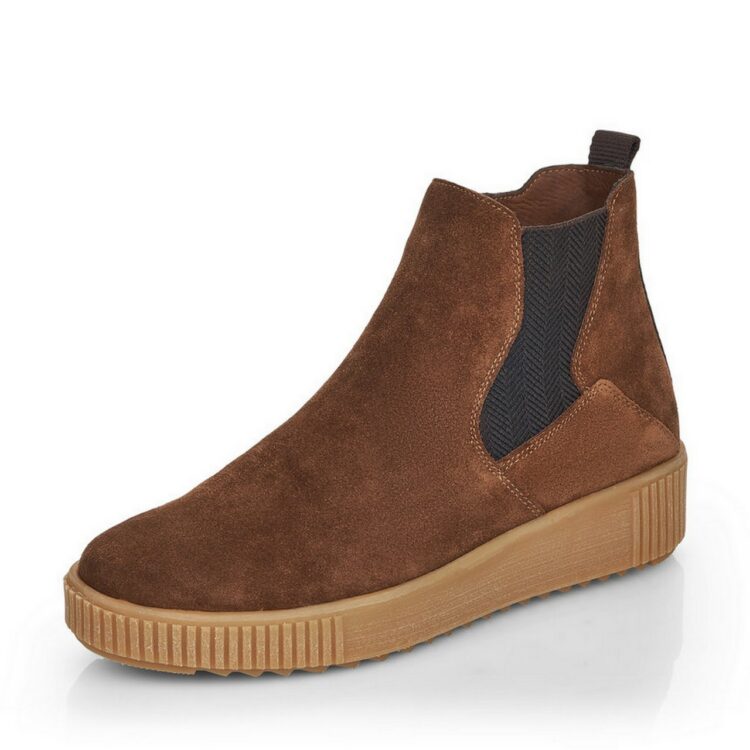Bottines marron pour femme marque Remonte. Référence R7994-25 Amaretto. Disponible chez Chauss'Family magasin de chaussures Issoire.