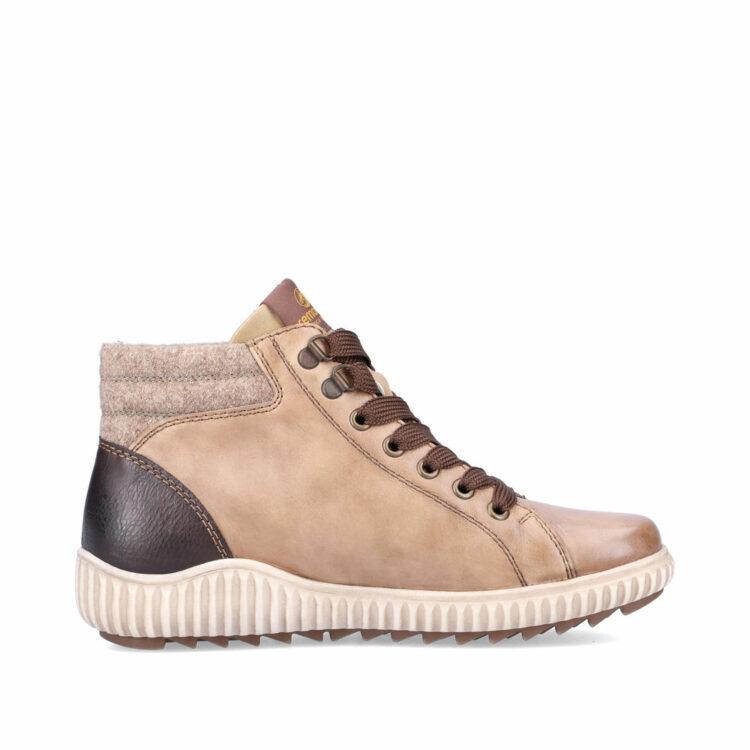 baskets montantes marron pour femme marque Remonte. Référence R8271-20 Steppe Havanna. Disponible chez Chauss'Family magasin de chaussures Issoire
