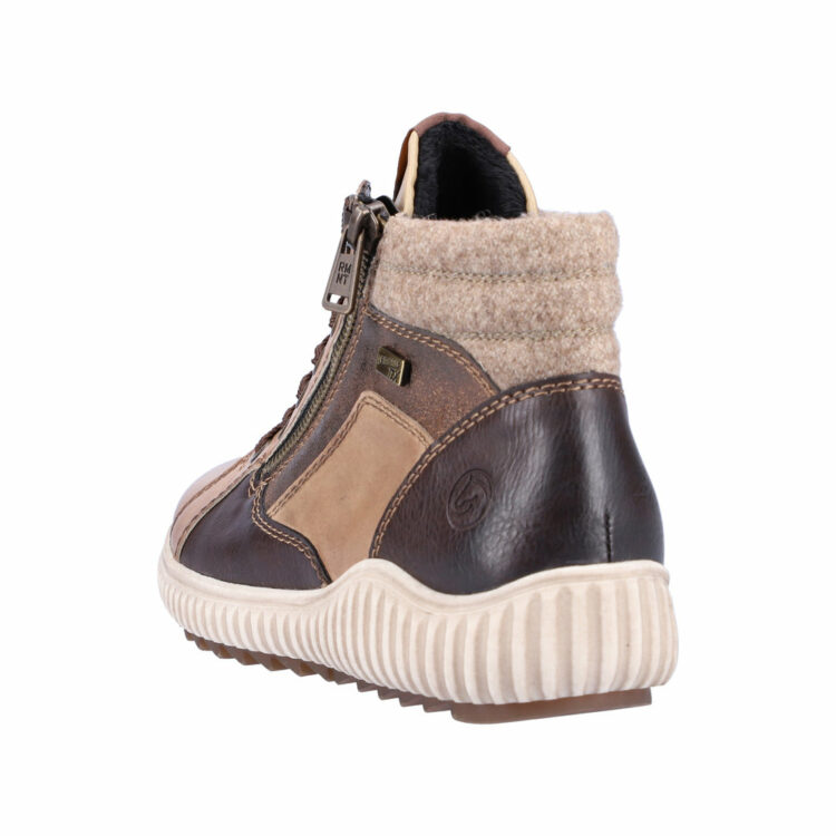baskets montantes marron pour femme marque Remonte. Référence R8271-20 Steppe Havanna. Disponible chez Chauss'Family magasin de chaussures Issoire