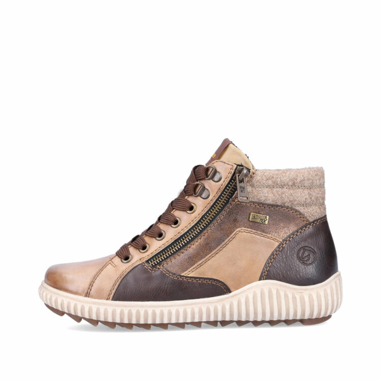 baskets montantes marron pour femme marque Remonte. Référence R8271-20 Steppe Havanna. Disponible chez Chauss'Family magasin de chaussures Issoire