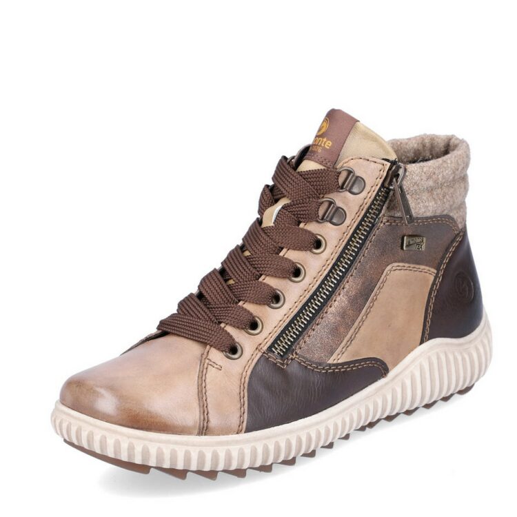 baskets montantes marron pour femme marque Remonte. Référence R8271-20 Steppe Havanna. Disponible chez Chauss'Family magasin de chaussures Issoire
