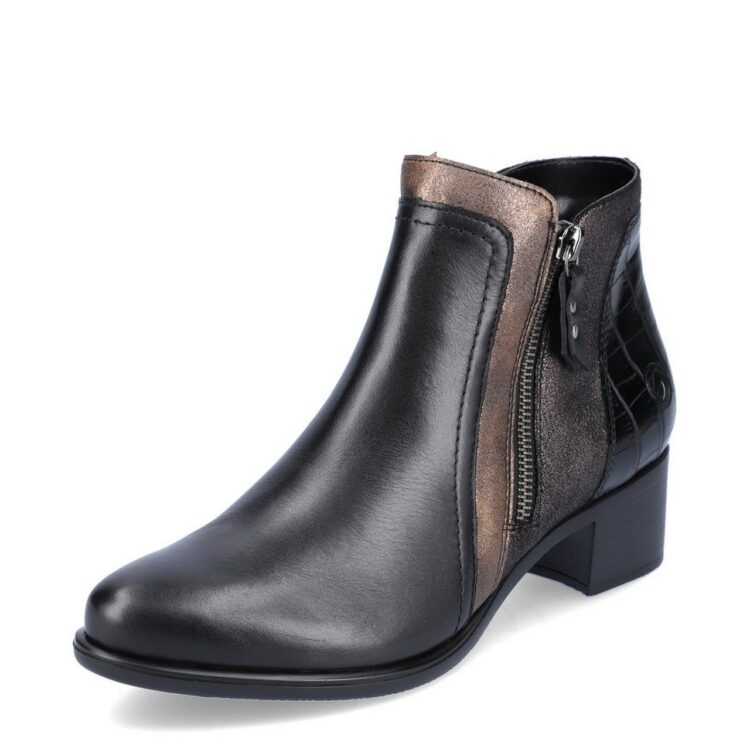 Bottines noires pour femme marque Remonte. Référence R5172-02 Schwarz Antik . Disponible chez Chauss'Family magasin de chaussures Issoire.