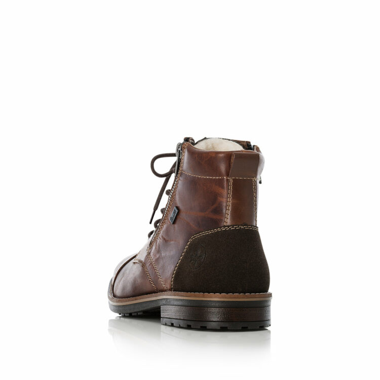 Bottines marron chaudes pour homme marque Rieker. Référence 33200-24 Amaretto. Disponible chez Chauss'Family magasin de chaussures Issoire.