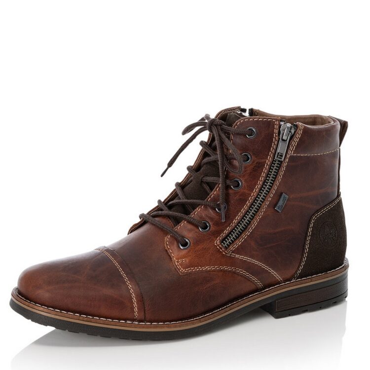 Bottines marron chaudes pour homme marque Rieker. Référence 33200-24 Amaretto. Disponible chez Chauss'Family magasin de chaussures Issoire.