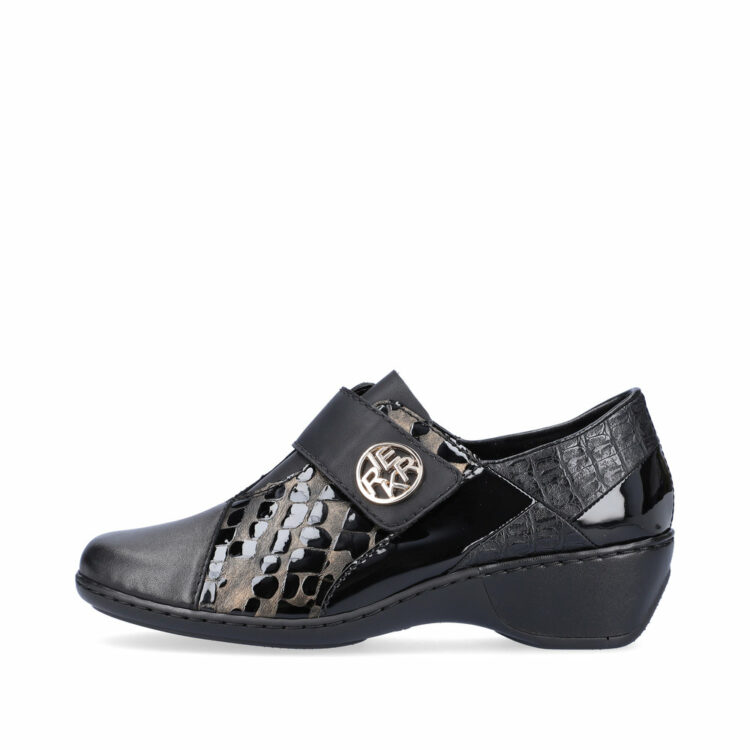 Chaussure à velcro pour femme marque Rieker. Référence 47161-02 schwarz. Disponible chez Chauss'Family magasin de chaussures Issoire