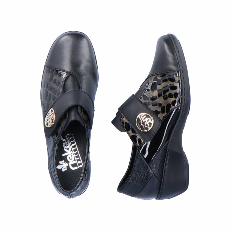 Chaussure à velcro pour femme marque Rieker. Référence 47161-02 schwarz. Disponible chez Chauss'Family magasin de chaussures Issoire