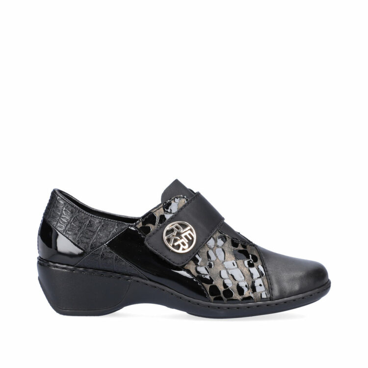 Chaussure à velcro pour femme marque Rieker. Référence 47161-02 schwarz. Disponible chez Chauss'Family magasin de chaussures Issoire