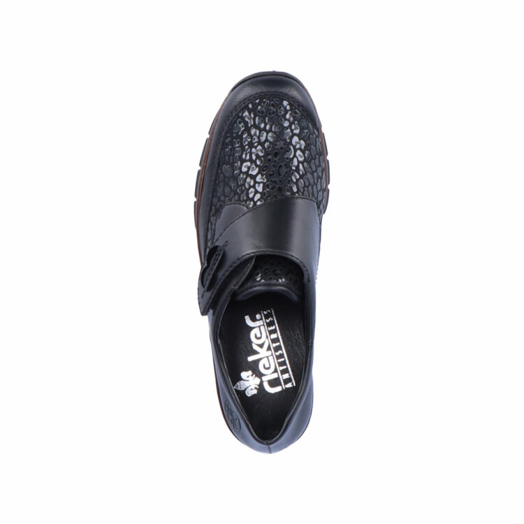 Chaussure à velcro pour femme marque Rieker. Référence 537C0-00. Schwarz. Disponible chez Chauss'Family magasin de chaussures Issoire