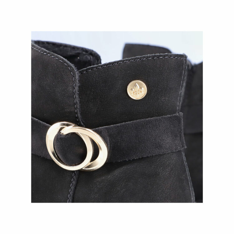 Bottines noires à talons pour femme marque Rieker. Référence 70289-00 Schwarz. Disponible chez Chauss'Family magasin de chaussures Issoire