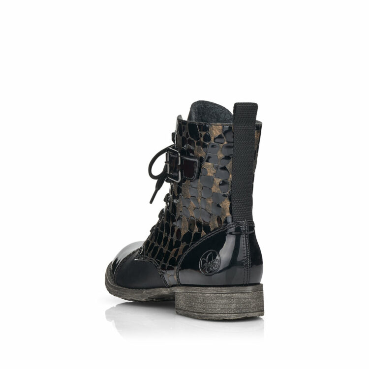 Bottines à lacets pour femme de la marque Rieker. Référence 70814-00 Schwarz. Disponible chez Chauss'Family magasin de chaussures à Issoire