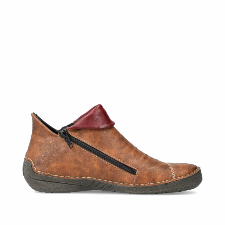 Bottines marron de la marque Rieker pour femme. Référence : 72581-22 Marron. Disponible chezz Chauss'Family magasin de chaussures à Issoire.