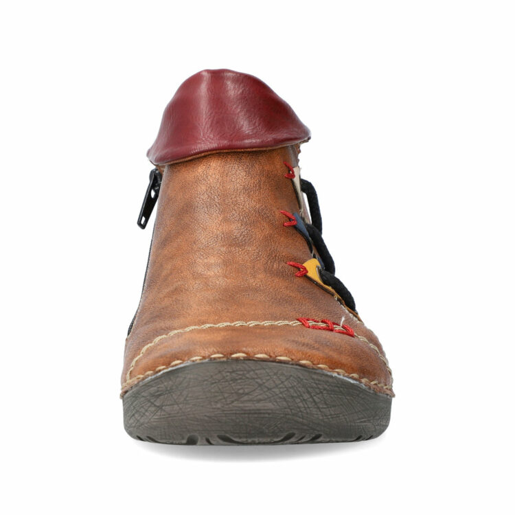 Bottines marron de la marque Rieker pour femme. Référence : 72581-22 Marron. Disponible chezz Chauss'Family magasin de chaussures à Issoire.