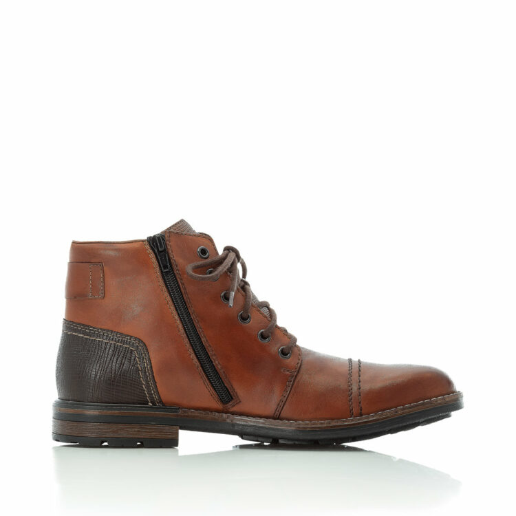 Bottines marron pour homme marque Rieker. Référence F1340-22 Peanut. Disponible chez Chauss'Family magasin de chaussures Issoire.