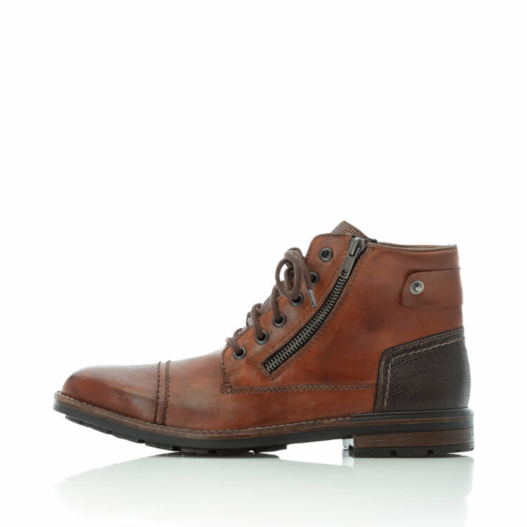 Bottines marron pour homme marque Rieker. Référence F1340-22 Peanut. Disponible chez Chauss'Family magasin de chaussures Issoire.