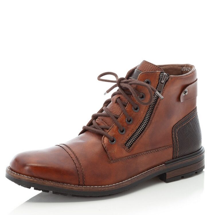 Bottines marron pour homme marque Rieker. Référence F1340-22 Peanut. Disponible chez Chauss'Family magasin de chaussures Issoire.