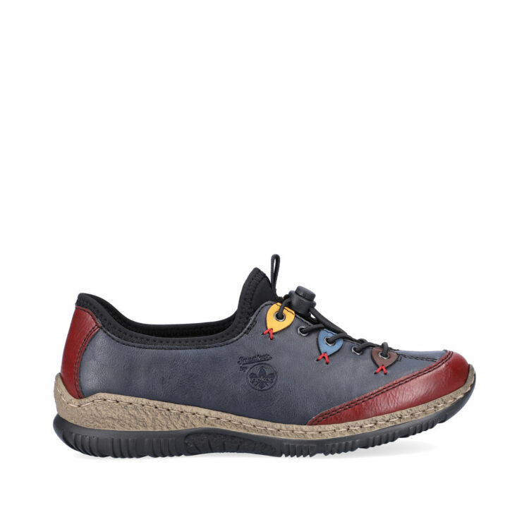 Baskets bleues pour femme marque Rieker. Référence N3271-35 Ozean. Disponible chez Chauss'Family magasin de chaussures Issoire