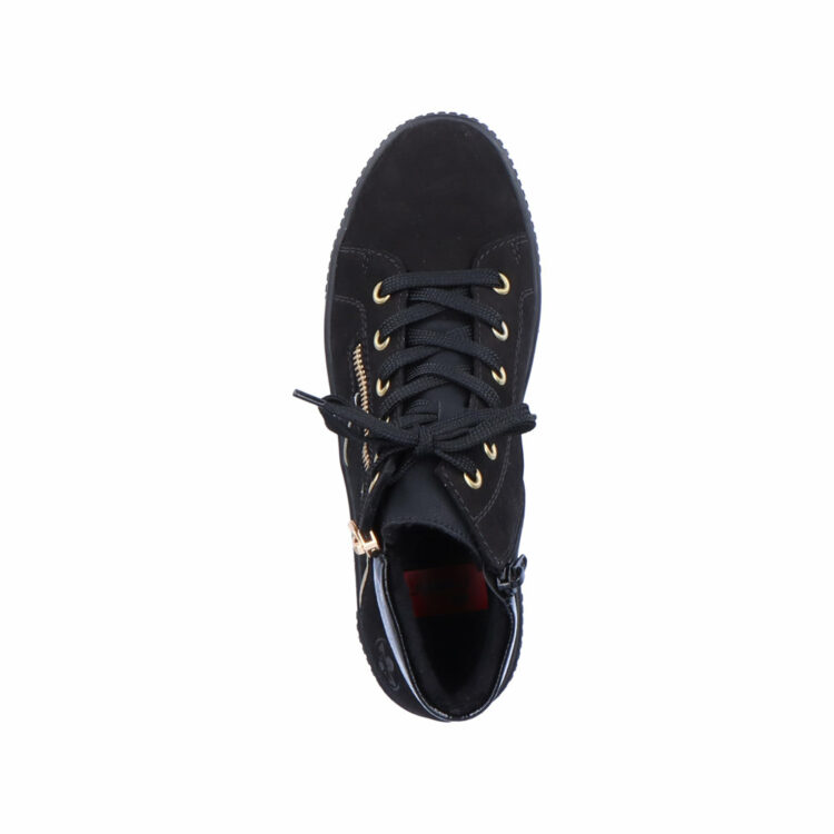 Baskets montantes noires pour femme marque Rieker. Référence Y6416-00 Schwarz. Disponible chez Chauss'Family magasin de chaussures Issoire.