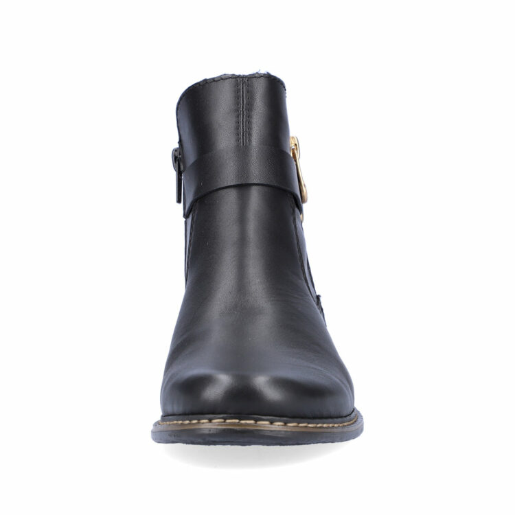 Bottines noires pour femme de la marque Rieker. Référence Z4959-00 Schwarz. Disponible chez Chauss'Family magasin de chaussures à Issoire.