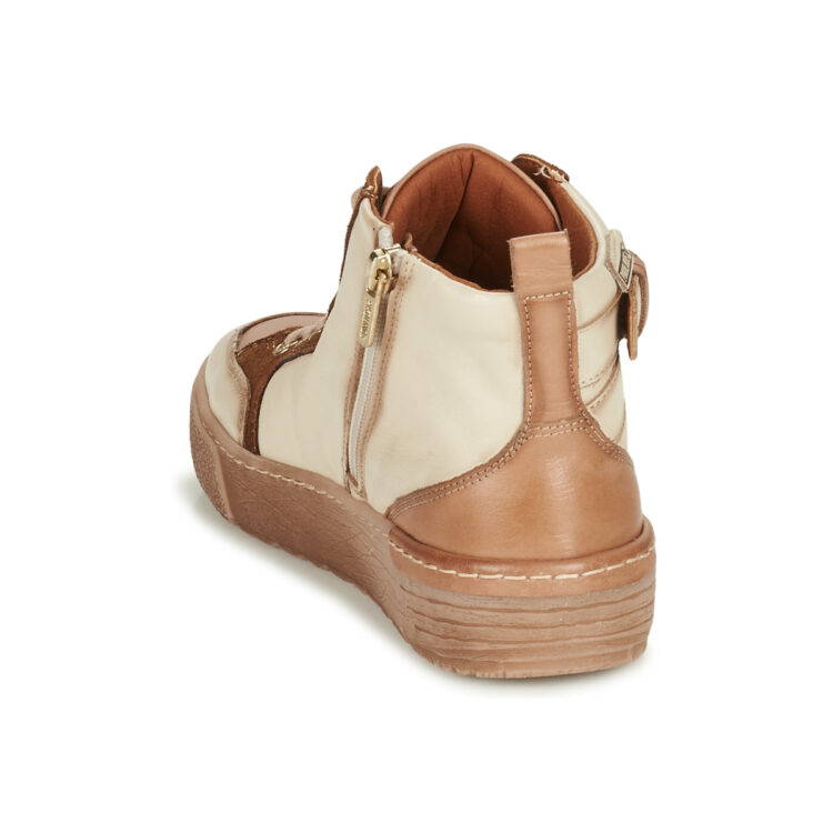 Baskets montantes beiges pour femme marque Pikolinos. Référence Vitoria W0T-8899C1 Marfil. Disponible chez Chauss'Family magasin de chaussures Issoire