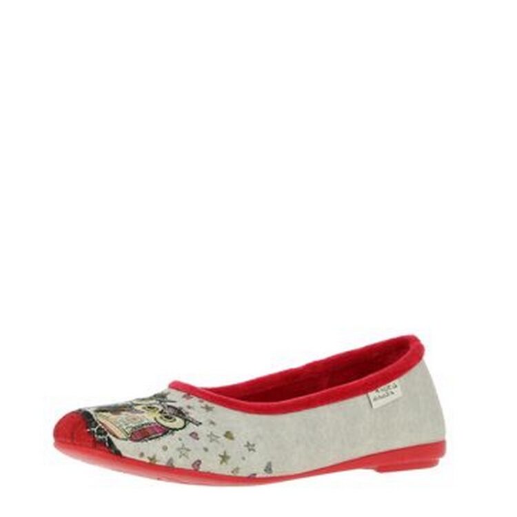 Ballerines motif hiboux pour femme marque La maison de l'espadrille référence 6041 Rouge. Disponible chez Chauss'Family magasin chaussures Issoire