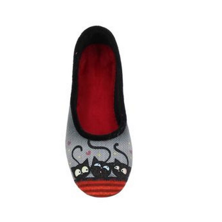 Ballerine motif chat pour femme marque La maison de l'espadrille référence 6055 Rouge. Disponible chez Chauss'Family magasin chaussures Issoire