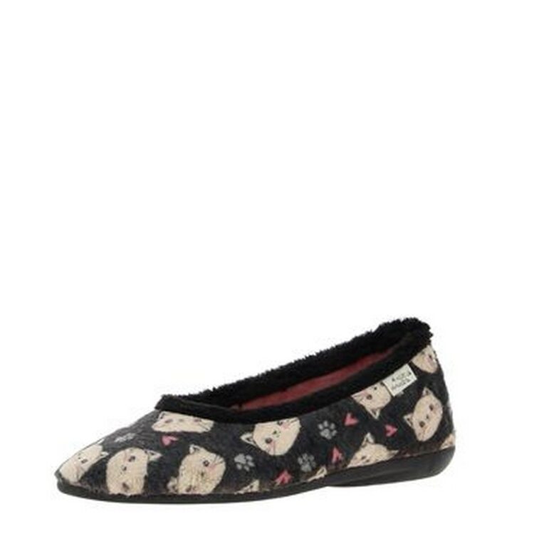 Ballerines motif chat pour femme marque La maison de l'espadrille référence 6176 Noir. Disponible chez Chauss'Family magasin chaussures Issoire