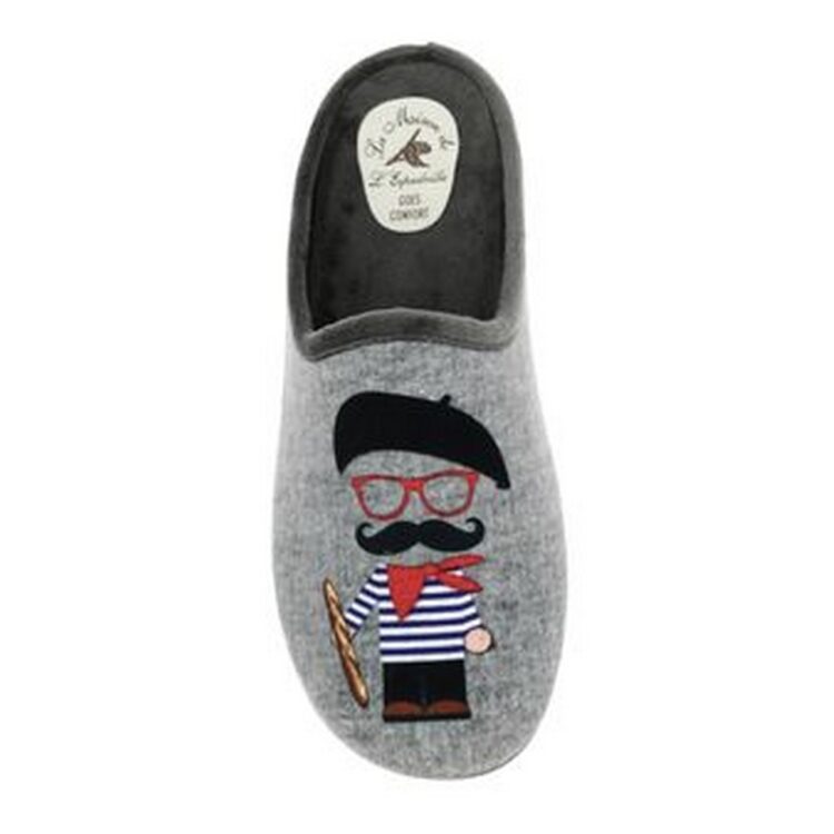 Mules motif chef pour homme marque La maison de l'espadrille référence 6743 Gris. Disponible chez Chauss'Family magasin chaussures Issoire