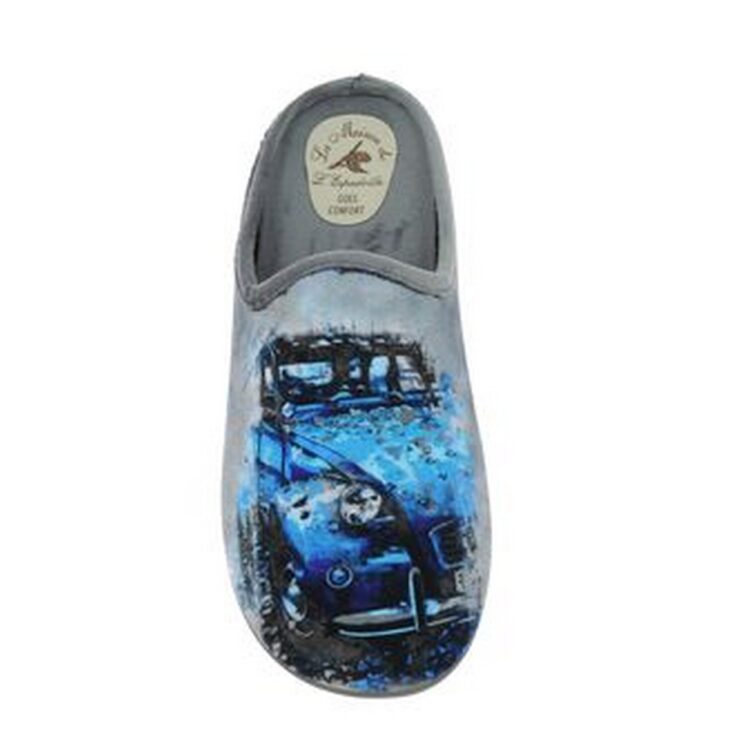 Mules motif 2CV pour homme marque La maison de l'espadrille référence 6747 Gris. Disponible chez Chauss'Family magasin chaussures Issoire