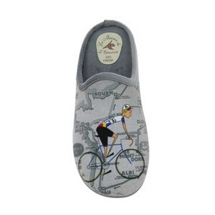 Mules motif vélo pour homme marque La maison de l'espadrille référence 6790 Gris. Disponible chez Chauss'Family magasin chaussures Issoire