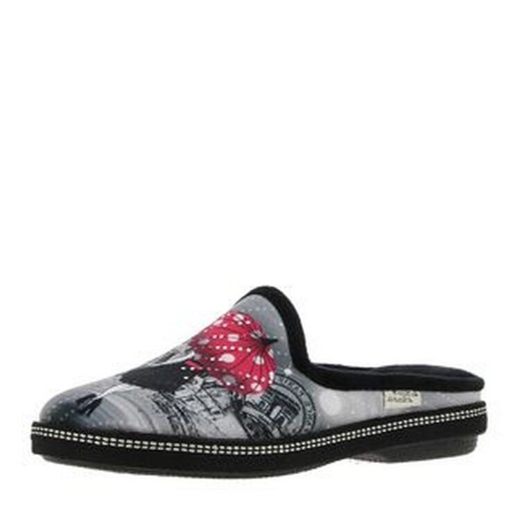 Mules motif Paris pour femme marque La maison de l'espadrille référence 6812 Noir. Disponible chez Chauss'Family magasin chaussures Issoire.