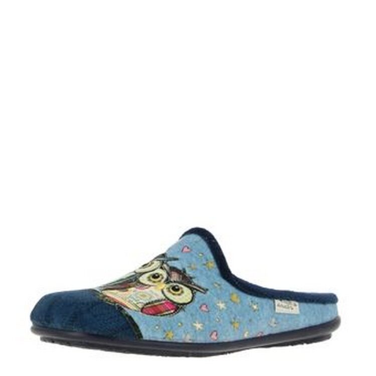 Mules motif hibou femme marque La maison de l'espadrille référence 9001 marine. Disponible chez Chauss'Family magasin chaussures Issoire