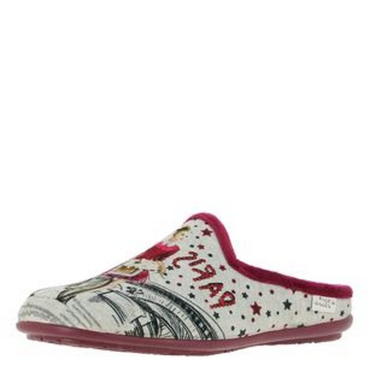 Mules motif Paris pour femme de la marque La maison de l'espadrille référence 9002 bordeaux. Disponible chez Chauss'Family magasin de chaussures Issoire