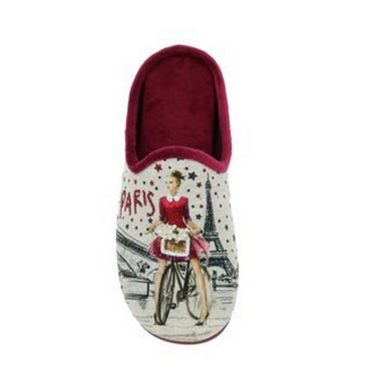 Mules motif Paris pour femme de la marque La maison de l'espadrille référence 9002 bordeaux. Disponible chez Chauss'Family magasin de chaussures Issoire