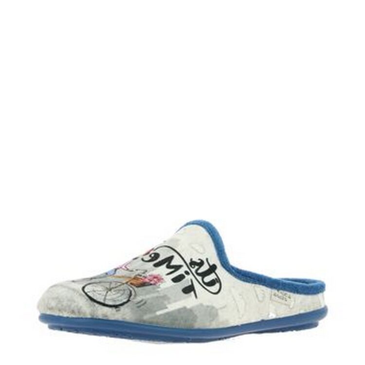 Mules motif vélo - bleu pour femme de la marque La maison de l'espadrille référence 9003. Disponible chez Chauss'Family magasin chaussures Issoire