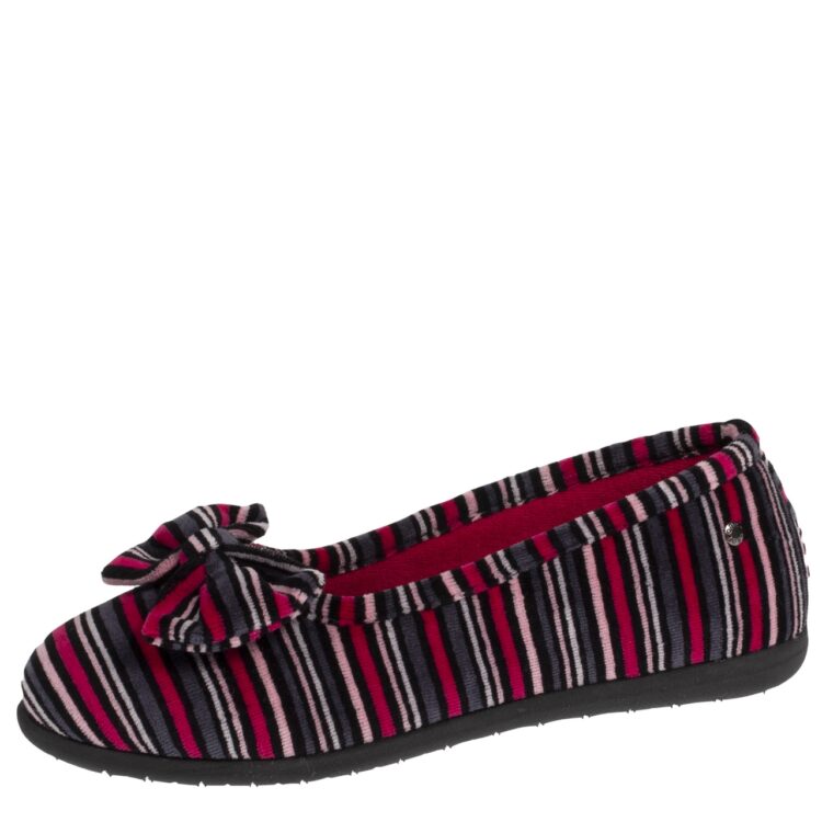 Ballerines d'intérieur à rayures pour femme marque Isotoner. Référence 97348 Rayures. Disponible chez Chauss'Family magasin de chaussures Issoire