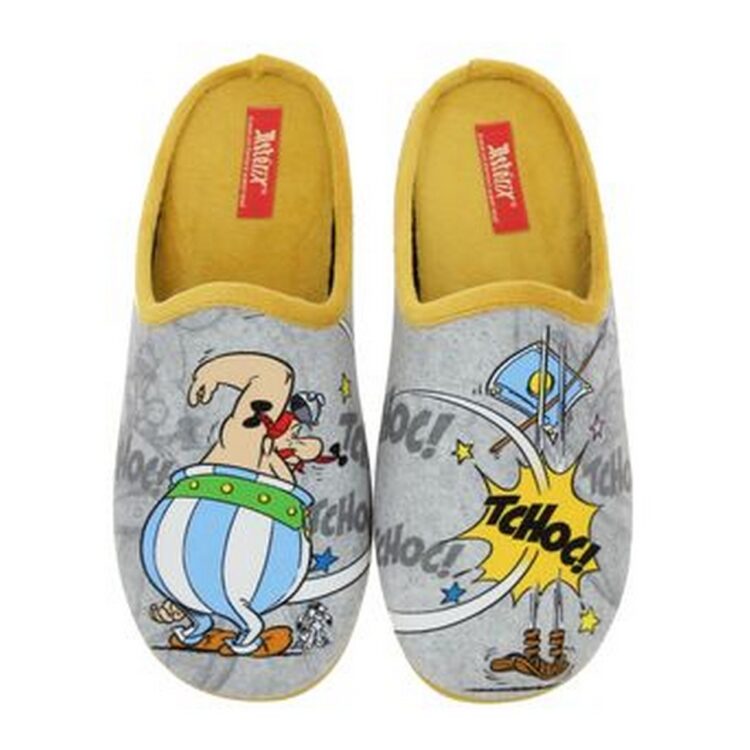 Mules motif Astérix pour homme marque La maison de l'espadrille référence A14H Jaune. Disponible chez Chauss'Family magasin chaussures Issoire