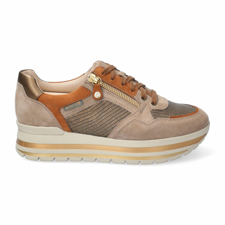 Baskets pour femme de la marque Mephisto. Référence Panthea Light Taupe. Disponible chez Chauss'Family magasin de chaussures à Issoire.