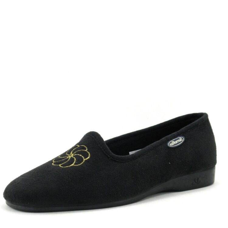 Pantoufles femme de la marque Semelflex Daisie Noir. Disponible chez Chauss'Family magasin de chaussures à Issoire.