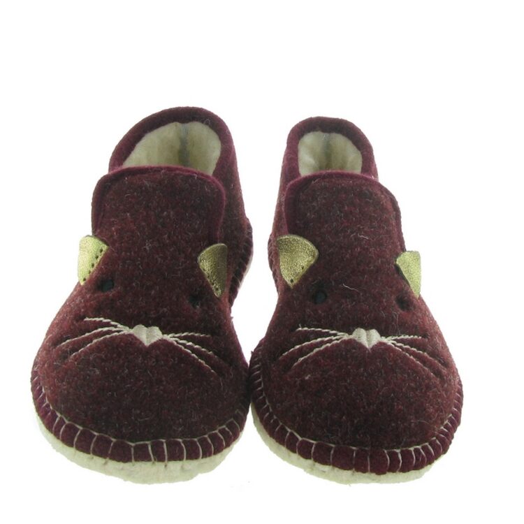 Charentaises feutre femme marque La maison de l'espadrille référence F4131 Bordeaux. Disponible chez Chauss'Family magasin chaussures Issoire