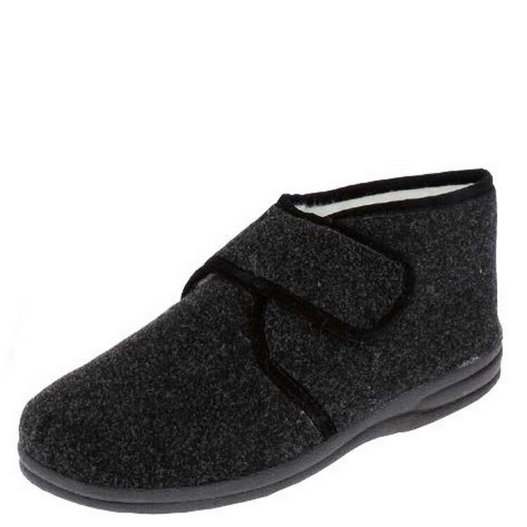 Pantoufles fourrées laine pour homme marque Fargeot référence Bagnère Anthracite. Disponible chez Chauss'Family magasin de chaussures à Issoire.