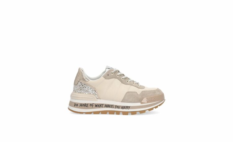 Sneakers beiges femme marque Liu Jo. Référence BF2125PX0780 4178 Light Gold. Disponible chez Chauss'Family magasin chaussures Issoire