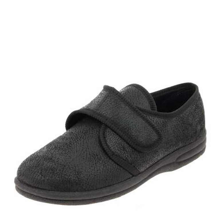 Pantoufles velcro pour homme marque Fargeot référence Gregory Noir. Disponible chez Chauss'Family magasin de chaussures à Issoire.
