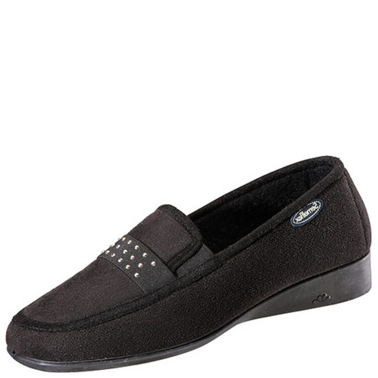 Pantoufles femme de la marque Semelflex Marie-Claude Noir. Disponible chez Chauss'Family magasin de chaussures à Issoire.