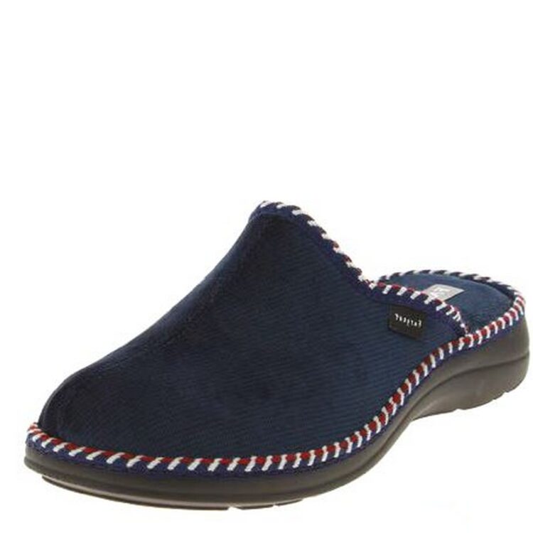 Mules bleu marine pour homme marque Fargeot référence Pavois Marine. Disponible chez Chauss'Family magasin de chaussures à Issoire.