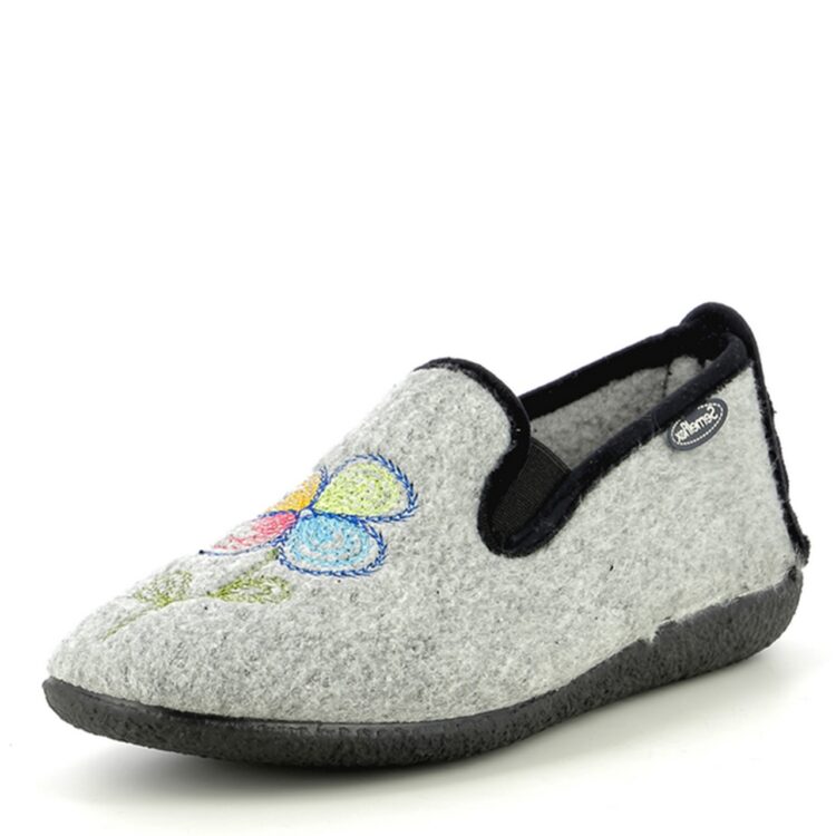 Pantoufles femme marque Semelflex Vivyane Gris. Disponible chez Chauss'Family magasin chaussures Issoire