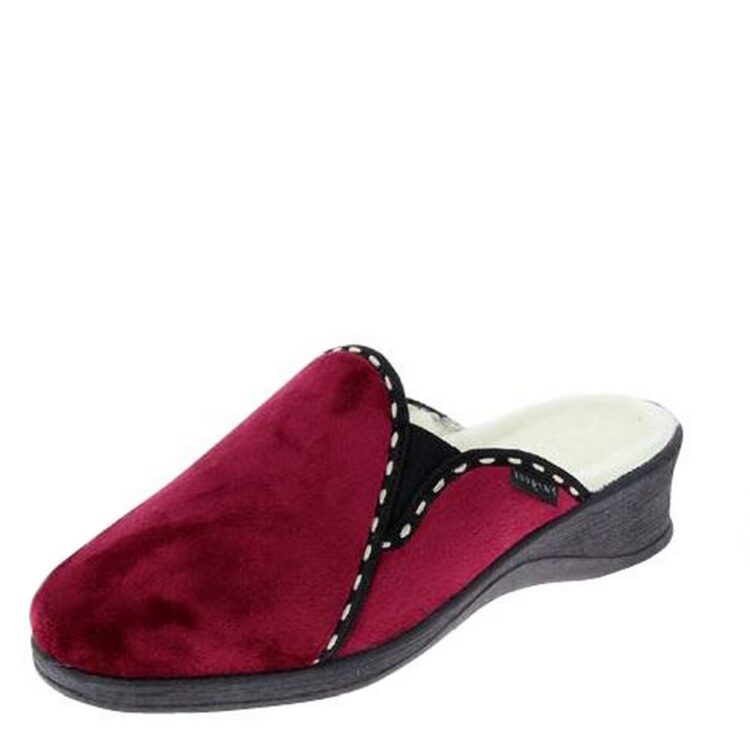 Mules fourrées laine pour femme marque Fargeot référence Yuan bordeaux. Disponible chez Chauss'Family magasin de chaussures à Issoire.