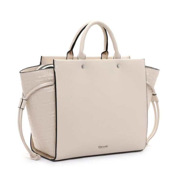 Sac cabas noir pour femme de la marque Tamaris. Référence Juliane 31901-400 Beige. Disponible chez Chauss'Family magasin de chaussures et sacs à Issoire.
