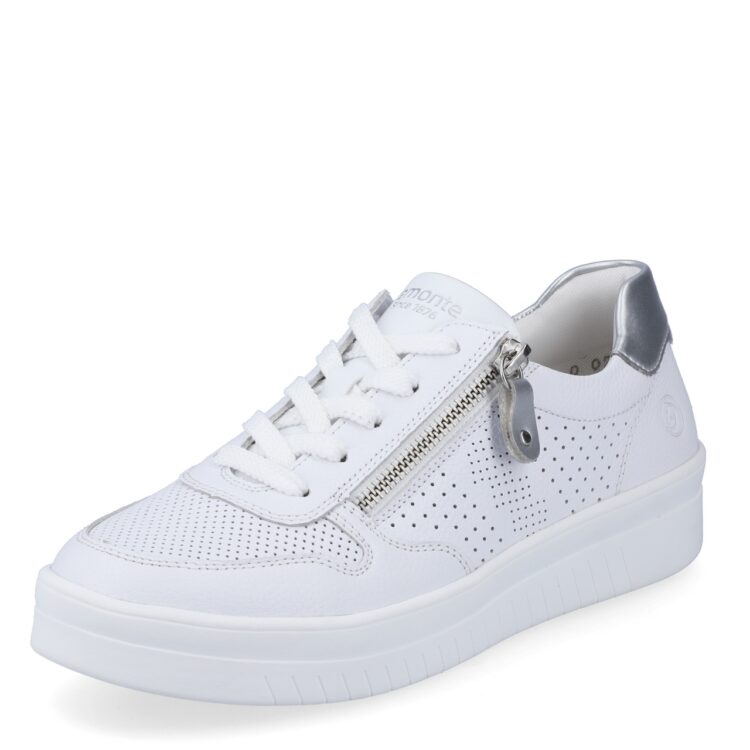 Baskets blanches pour femme marque Remonte. Référence D0J02-80 Sport Weiss. Disponible chez Chauss'Family magasin de chaussures à Issoire.