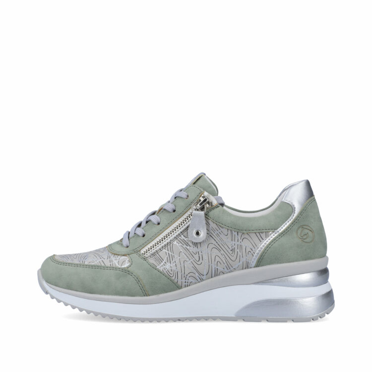Baskets compensées pour femme marque Remonte. Référence D2400-52 Peppermint. Disponible chez Chauss'Family magasin de chaussures à Issoire.