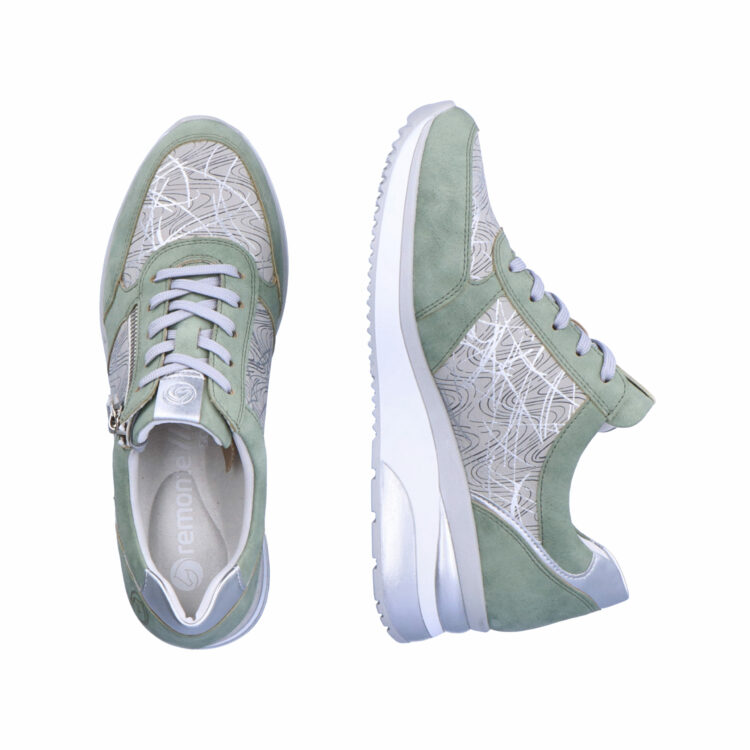 Baskets compensées pour femme marque Remonte. Référence D2400-52 Peppermint. Disponible chez Chauss'Family magasin de chaussures à Issoire.